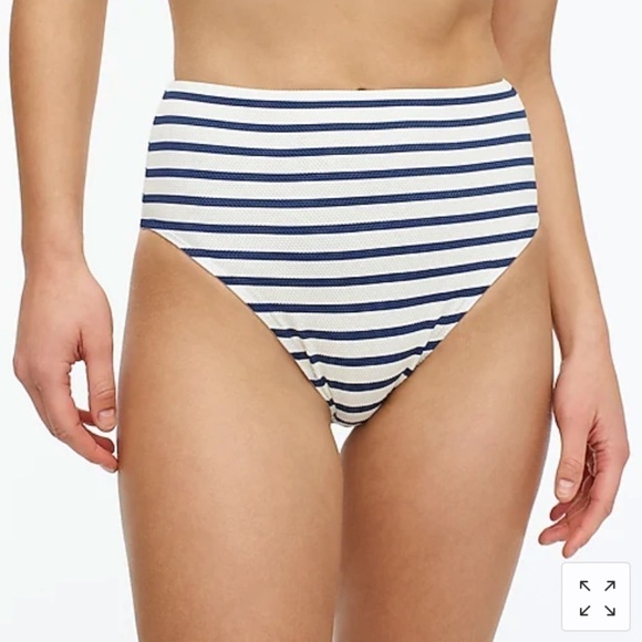 J.Crew High cut waist bikini bottom textured stripe AU850 - Picture 1 of 5